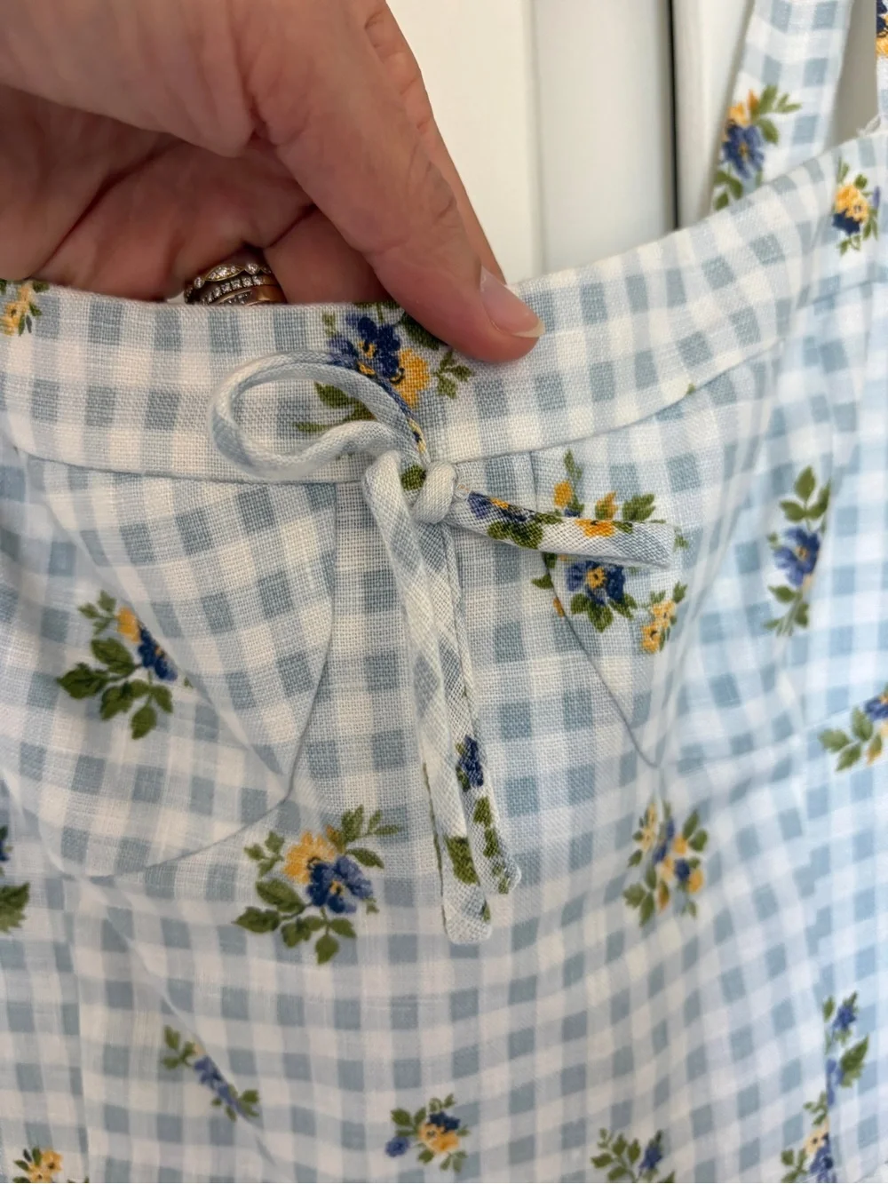 Reformation Blue Gingham Floral Midi Dress - Picture 2 of 9